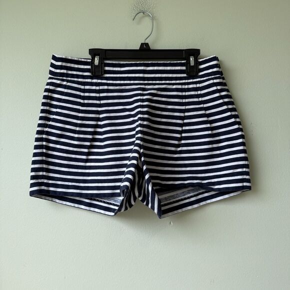 J.CREW Shorts Womens Size 4 Blue Striped Pleated‎ Sailor Summer Sailing - Picture 1 of 2